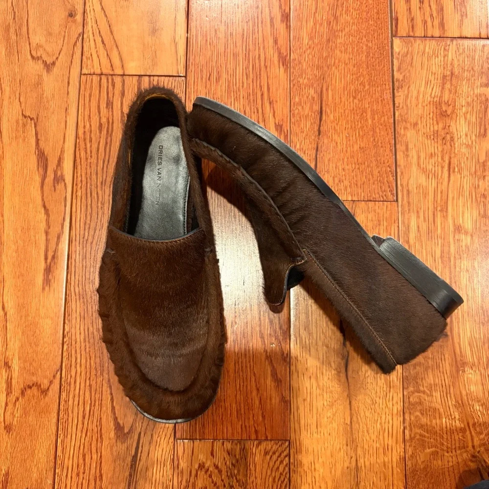 Dries Van Noten Dark Brown Haircalf Loafers - Picture 2 of 10